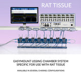 EasyMount Ussing chamber system designed for rat intestinal and epithelial tissue studies, featuring multi-channel Ussing chambers, large-format tissue sliders, voltage clamp amplifier array, perfusion and stimulation modules, and real-time electrophysiology and ion transport data monitoring for advanced transepithelial transport, TEER measurement, and Ussing chamber research applications.